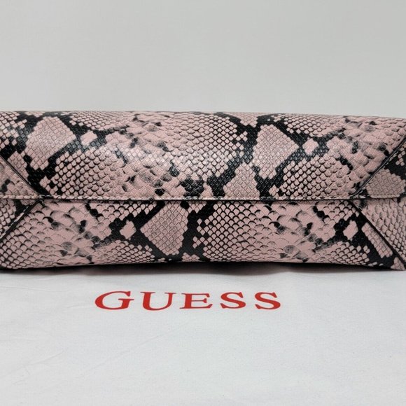 GUESS Bobbi Pink Snake Print Inside Out Reversible 3 in 1 Tote Handbag Set - Picture 8 of 14